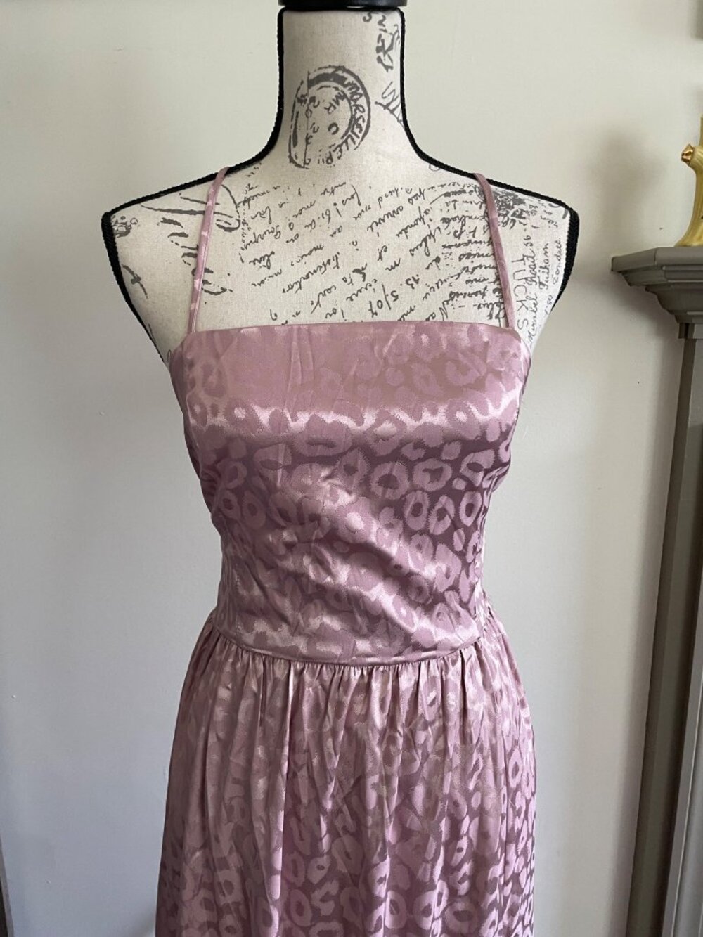 Vine & Love Dress Backless Blush Pink Maxi Length Spaghetti Strap Slit Wrap L - Picture 3 of 10